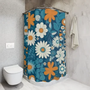 Blue Daisy Flower Shower Curtain