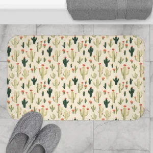 Cactus Print Bath Mat