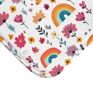 Cute Rainbow Floral Bath Mat