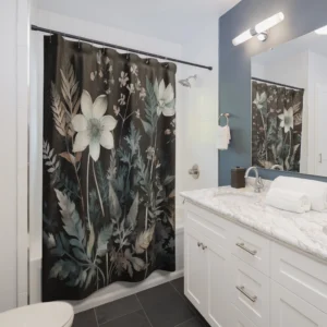 Dark Botanical Shower Curtain