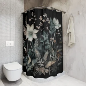 Dark Botanical Shower Curtain