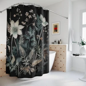 Dark Botanical Shower Curtain