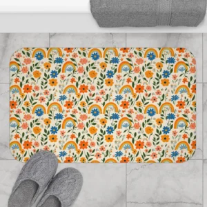 Floral Rainbow Bath Mat