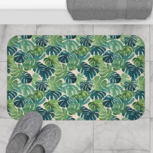 Green Monstera Bath Mat