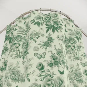 Green Toile Floral Shower Curtain