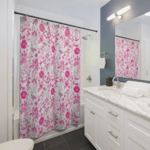 Hot Pink Floral Shower Curtain