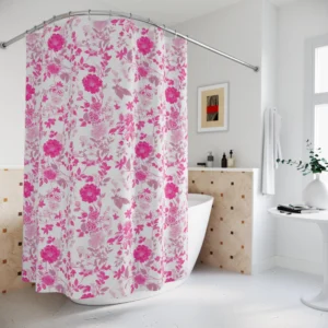 Hot Pink Floral Shower Curtain