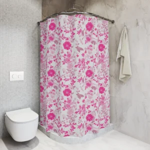 Hot Pink Floral Shower Curtain