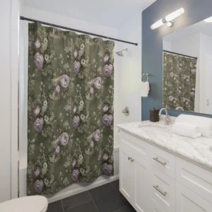 Sage Green Rose Shower Curtain
