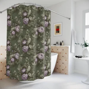 Sage Green Rose Shower Curtain