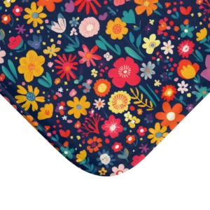 Vibrant Dark Floral Bath Mat