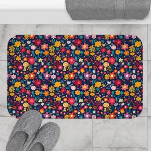 Vibrant Dark Floral Bath Mat