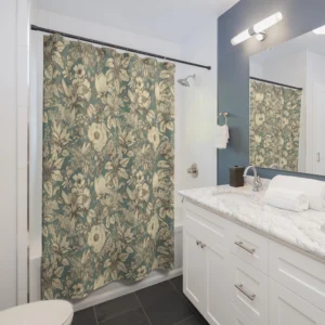 Vintage Green Floral Shower Curtain