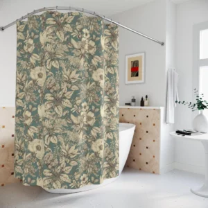 Vintage Green Floral Shower Curtain