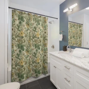 Vintage Inspired Botanical Shower Curtain