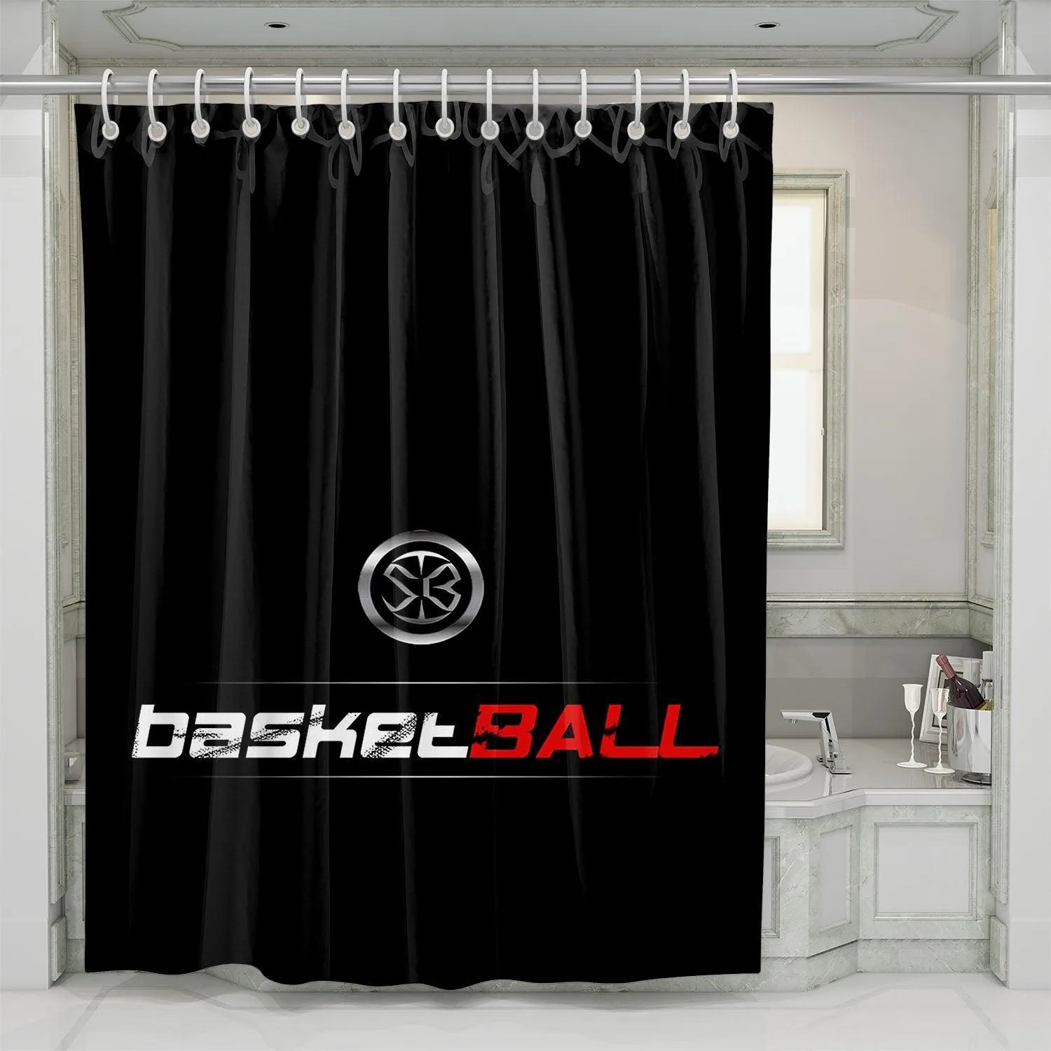 Basketball Full Of Speed Metal Lovers Sport Shower Curtain Basketball Full Of Speed Metal Lovers Sport Shower Curtain