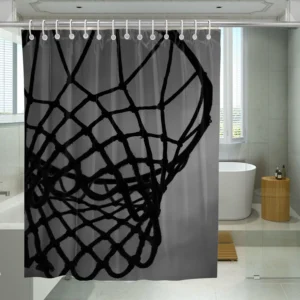 Black And White Ring Basketball Aesthetic Shower Curtain