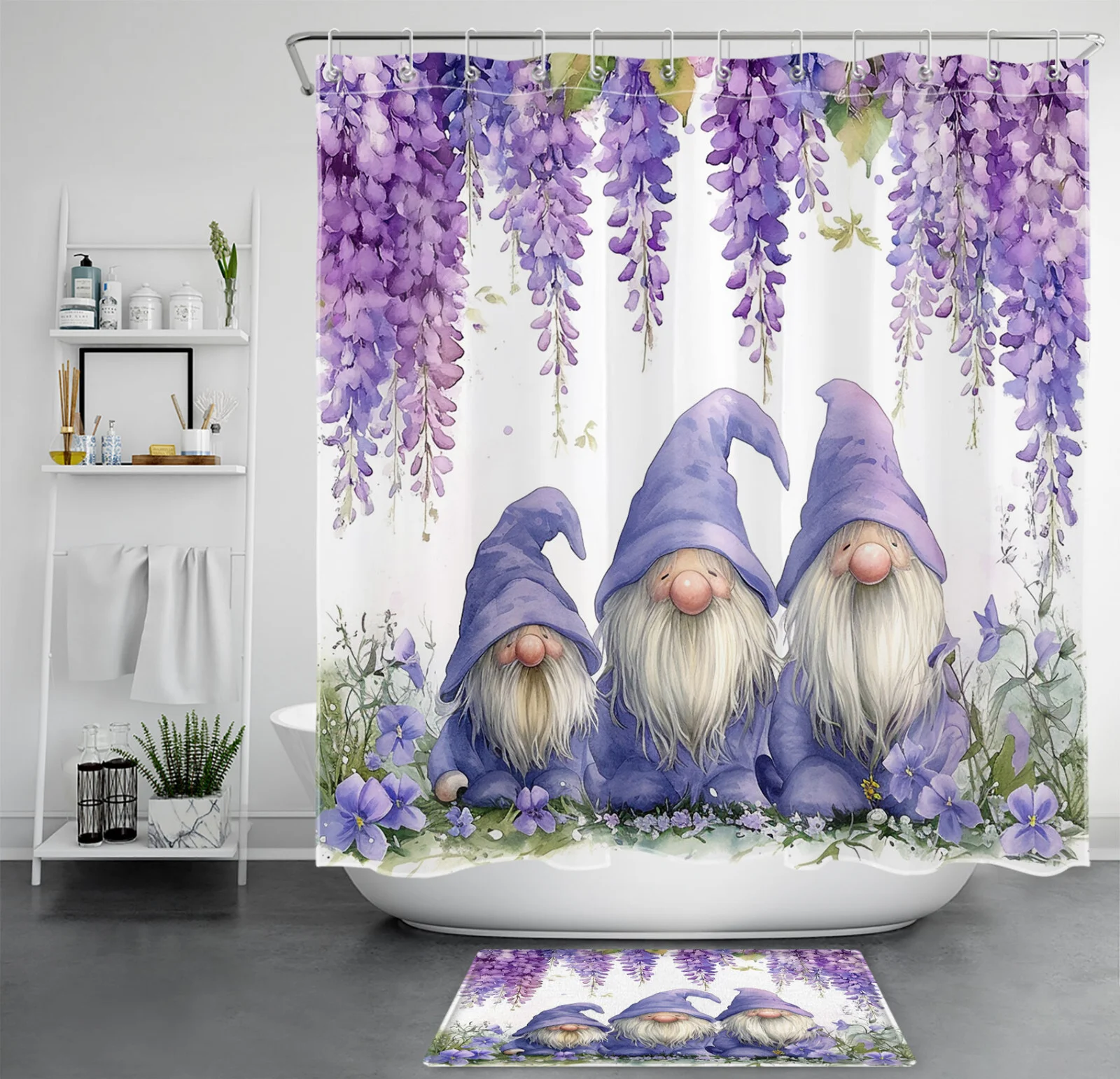 Modern Black and White Cute Funny Cat Shower Curtain Modern Black and White Cute Funny Cat Shower Curtain