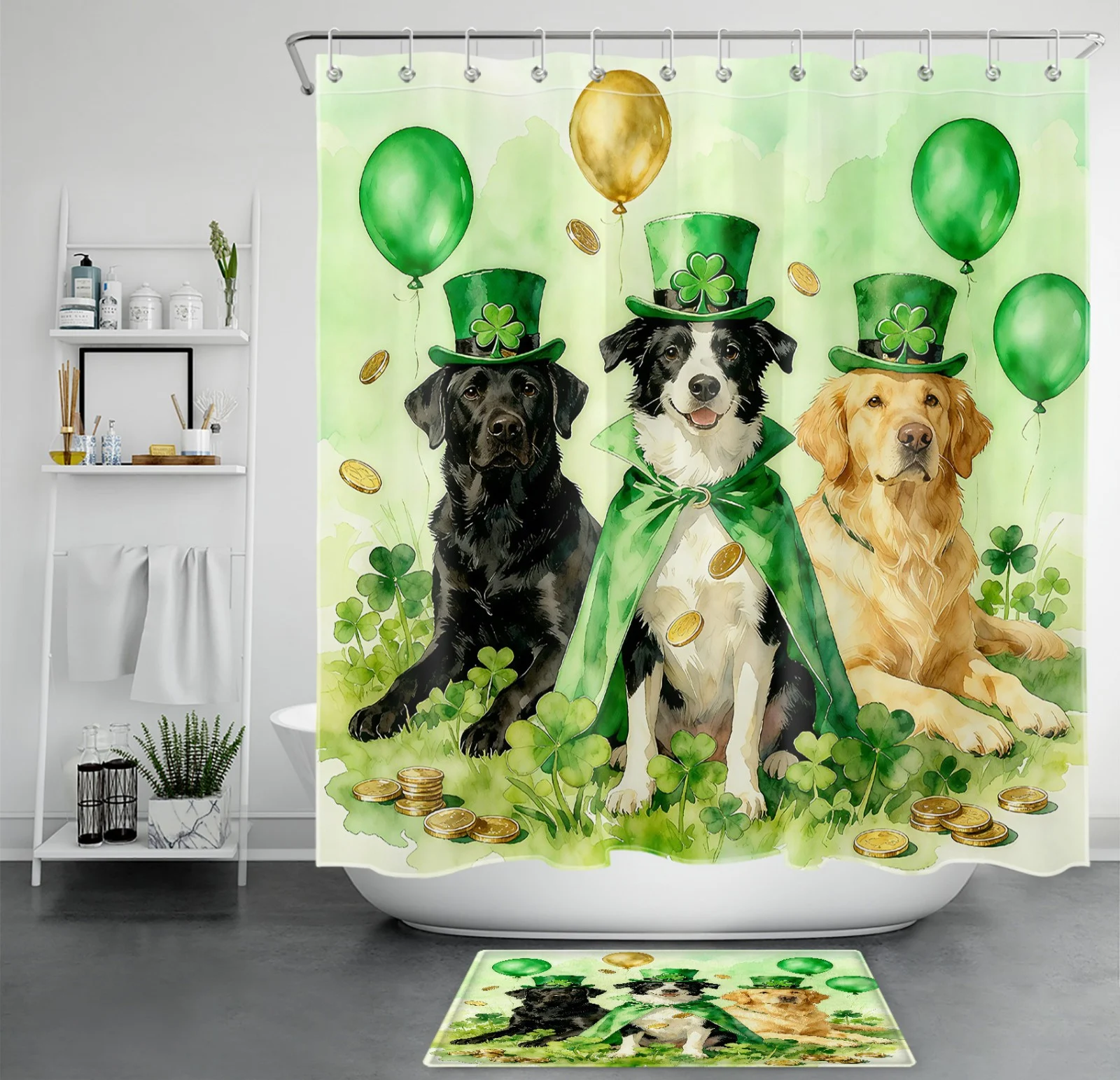 Rustic Botanical Green Eucalyptus Leaf Shower Curtain