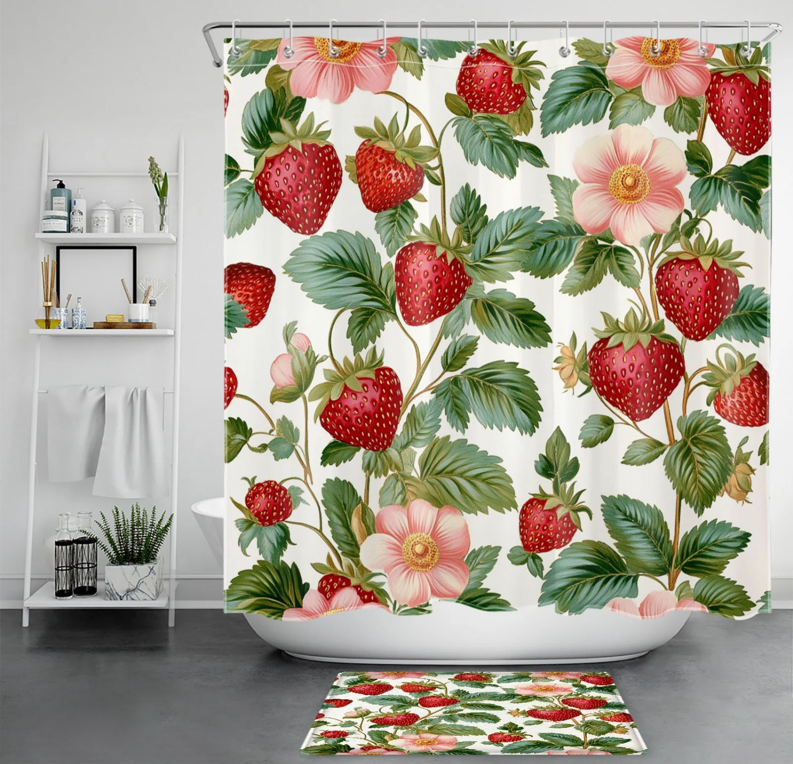 Green Winter Tree Cute Pink Christmas Shower Curtain