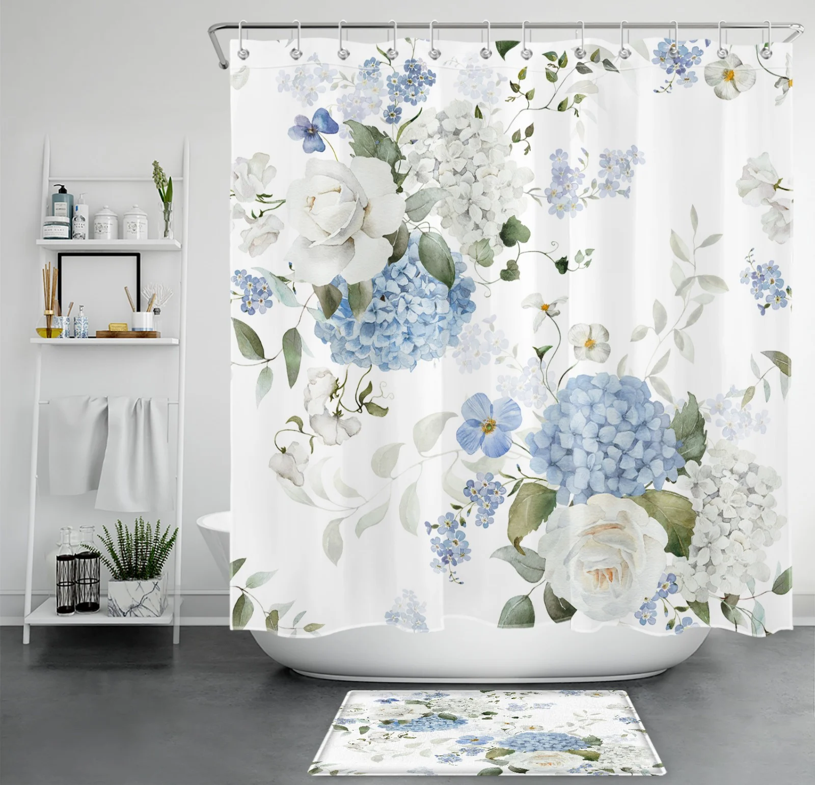 Green Forest Wildlife Black Bear and Deer Shower Curtain