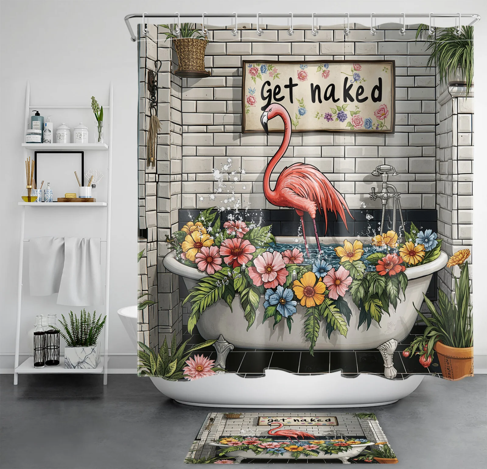 Harvest Yellow Sunflower Black Fall Cat Shower Curtain