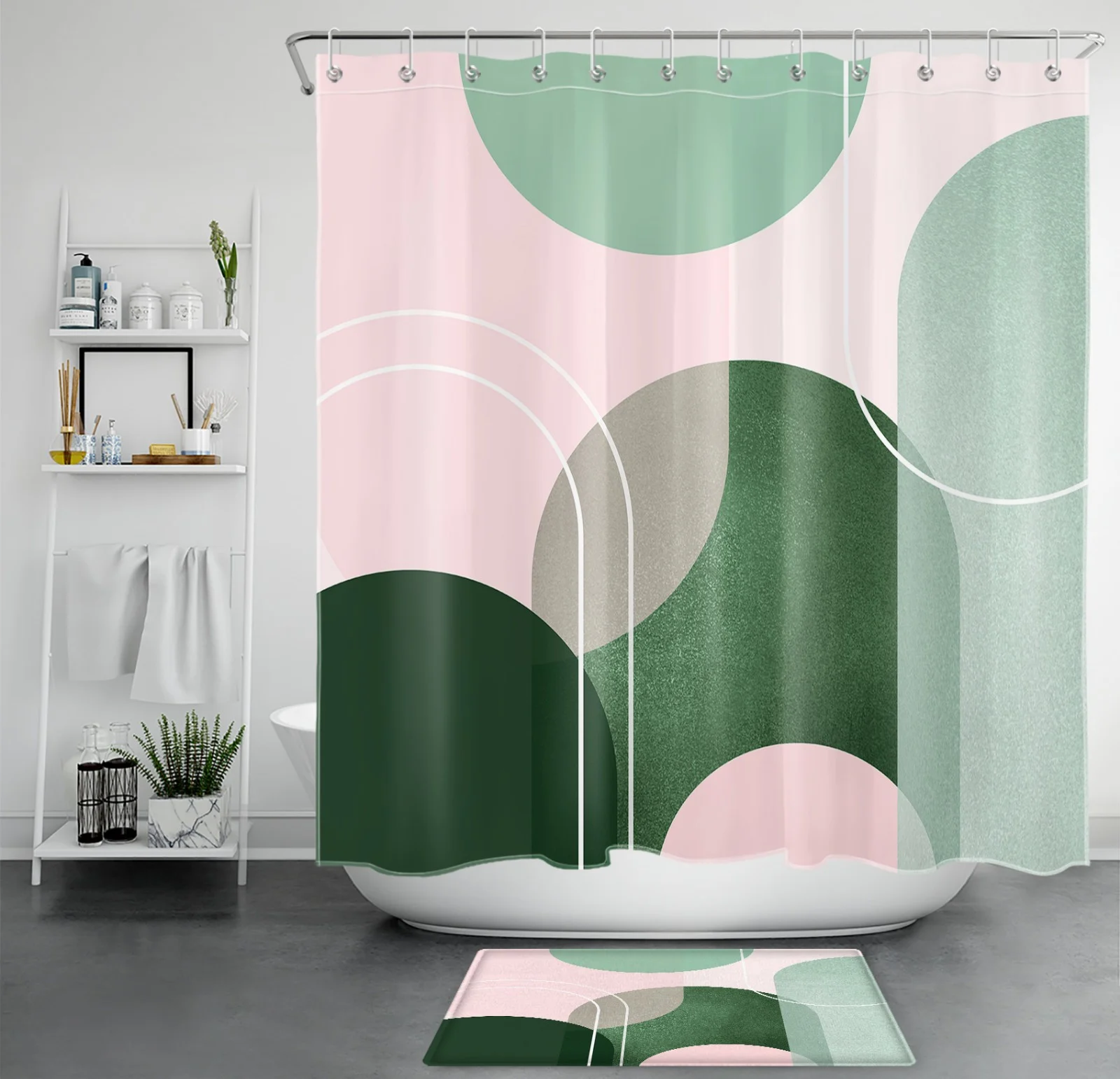 Rustic Green Leaf Yellow and Pink Floral Shower Curtain Rustic Green Leaf Yellow and Pink Floral Shower Curtain
