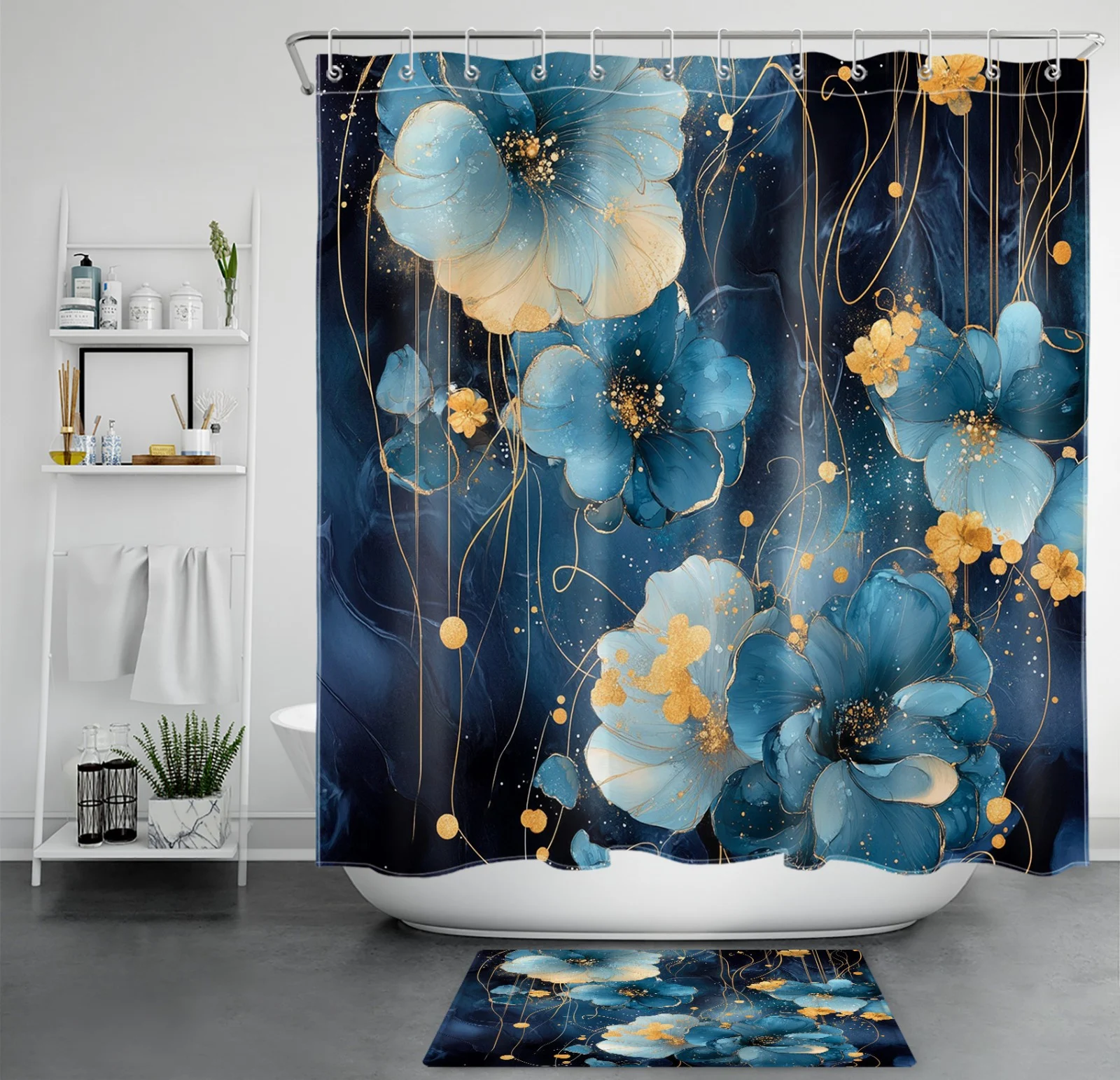 Vintage Garden Beige Floral Shower Curtain