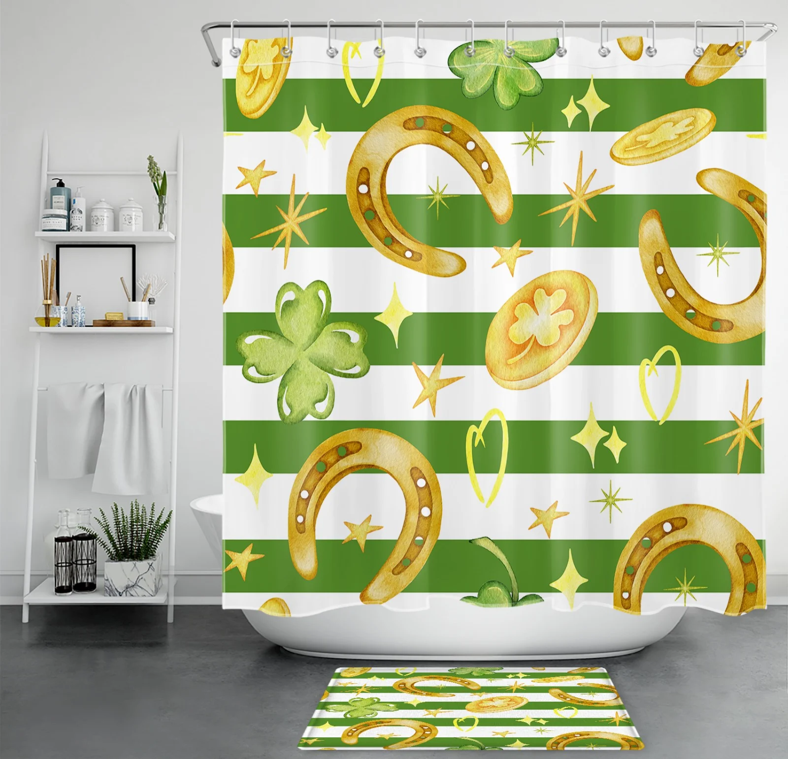 Vibrant Cobalt Blue Floral Watercolor Shower Curtain