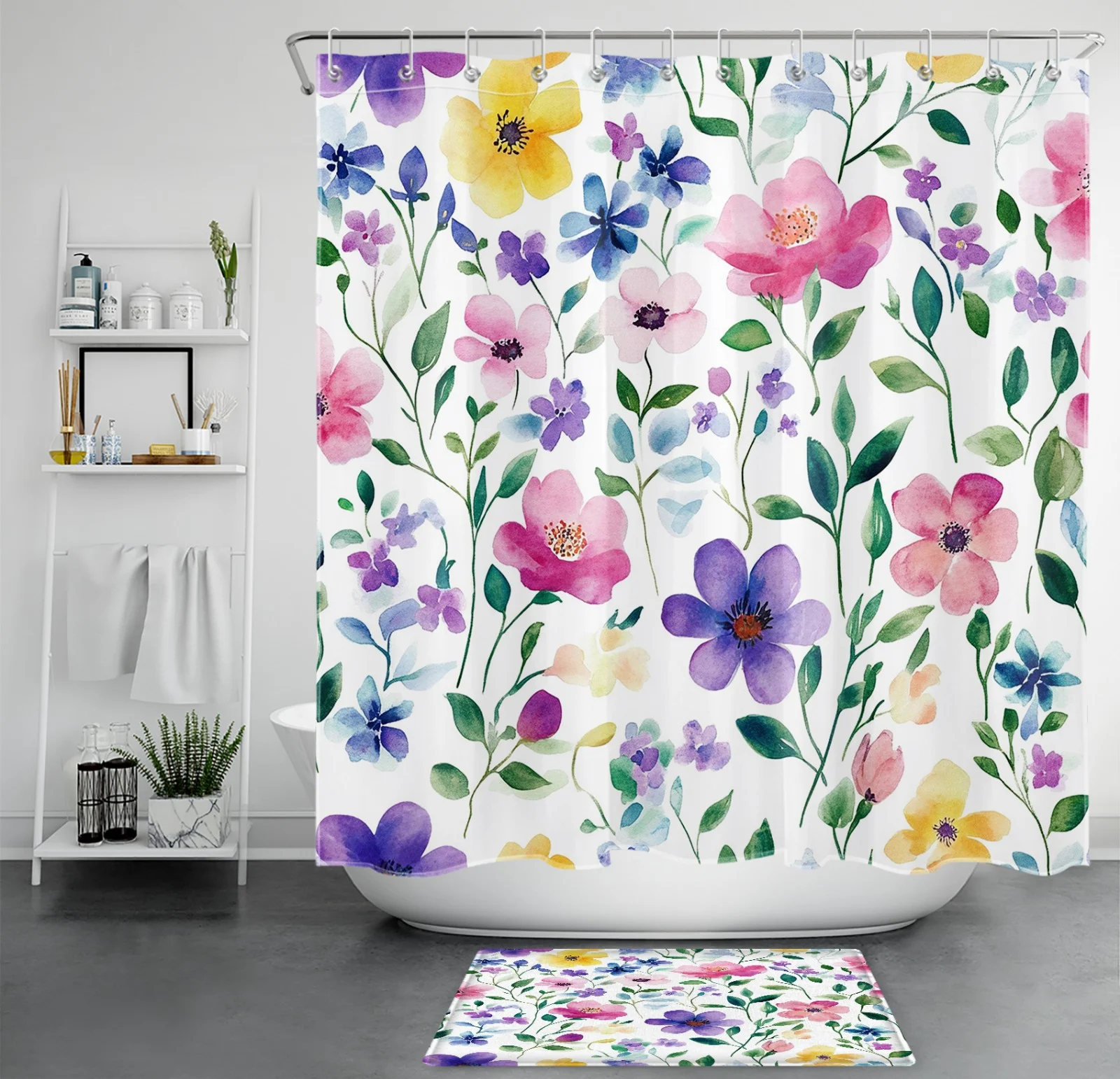 Green Succulent Cactus Stained Glass Shower Curtain