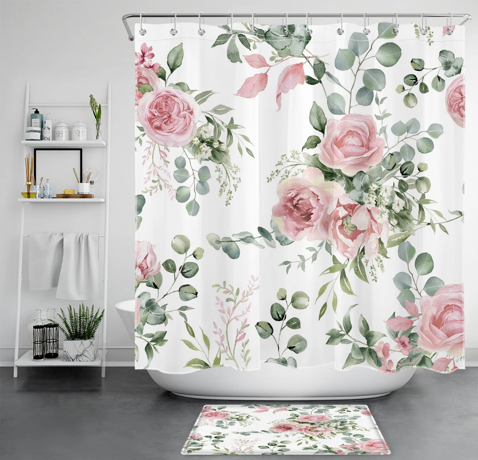 Green Leaf Lavender Yellow Floral Beige Shower Curtain