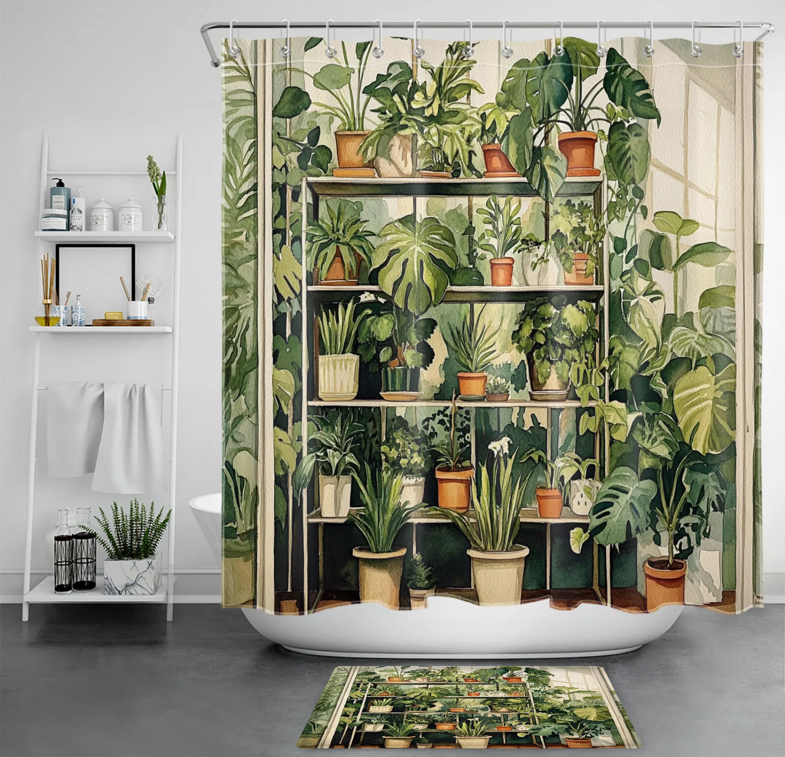 Abstract Flower Pink and Black Floral Shower Curtain