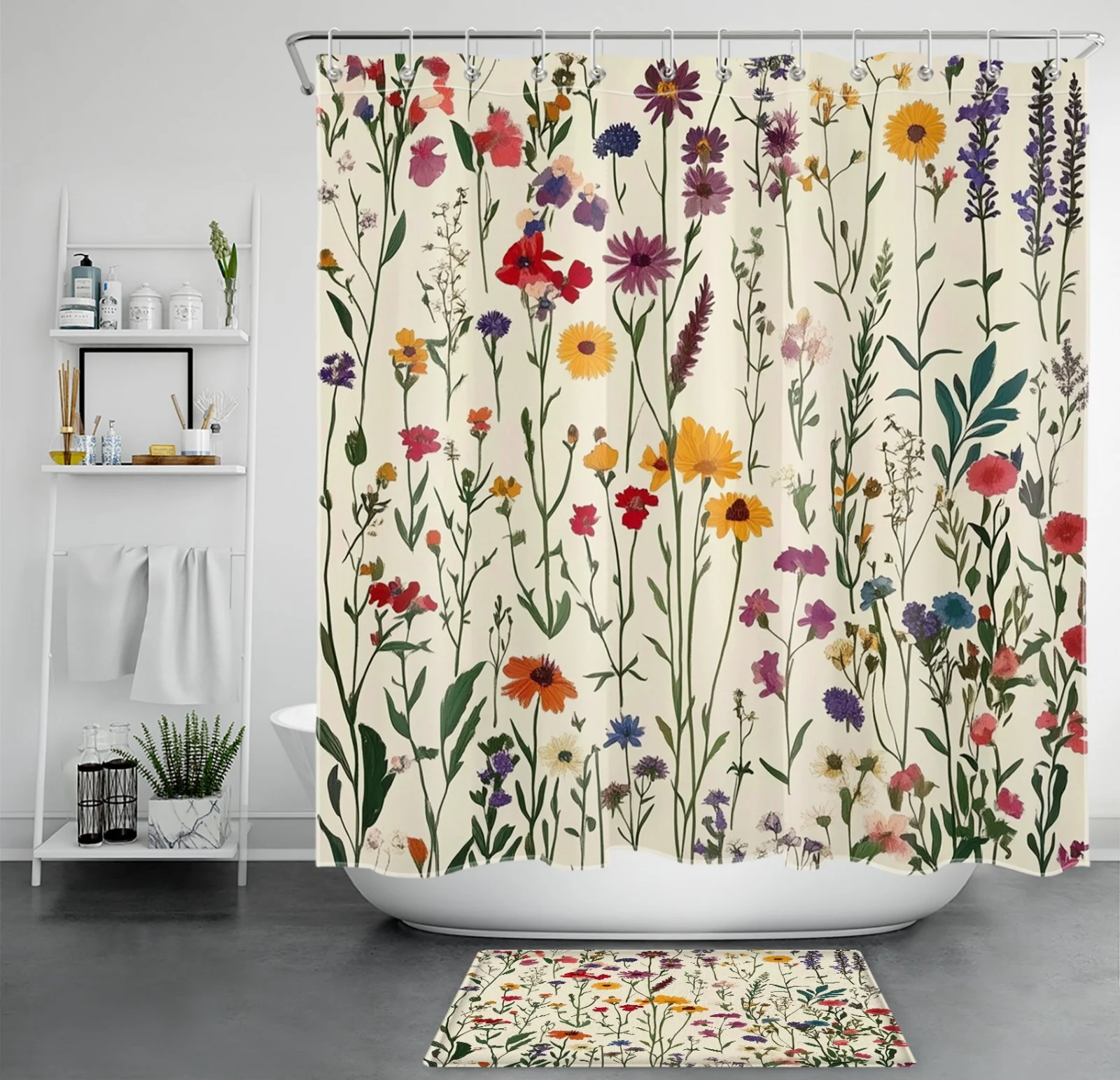 Green Succulent Cactus Stained Glass Shower Curtain