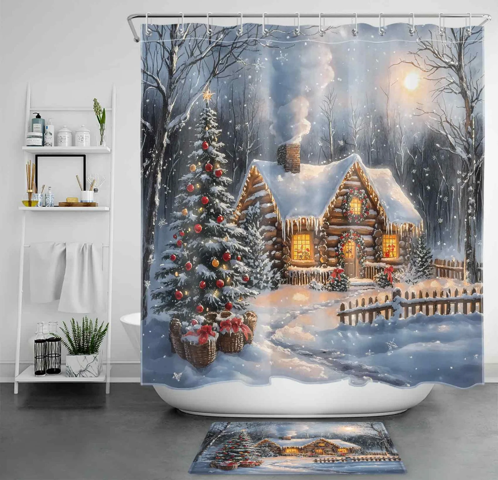 Spring Cute Bow Green Floral Pink Floral Shower Curtain