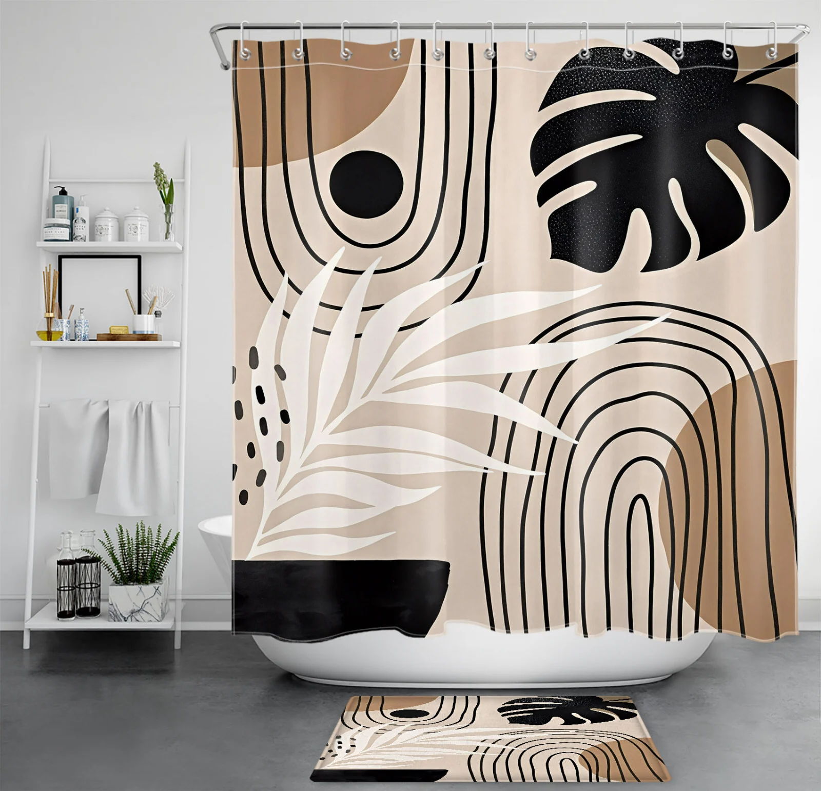 Boho Abstract Geometric Mid Century Modern Shower Curtain