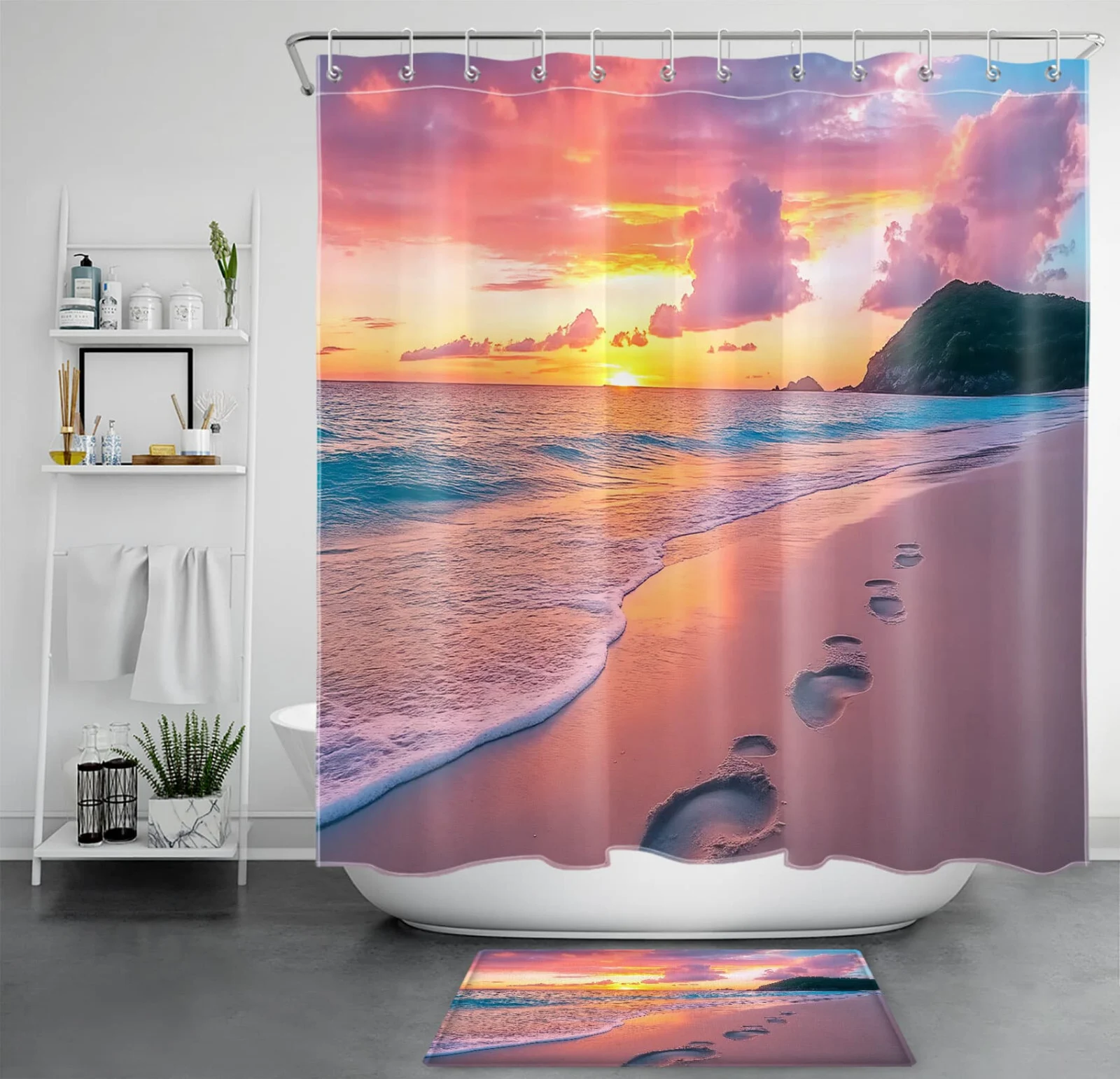 Coastal Scenery Sea Beach Ocean Sunrise Shower Curtain