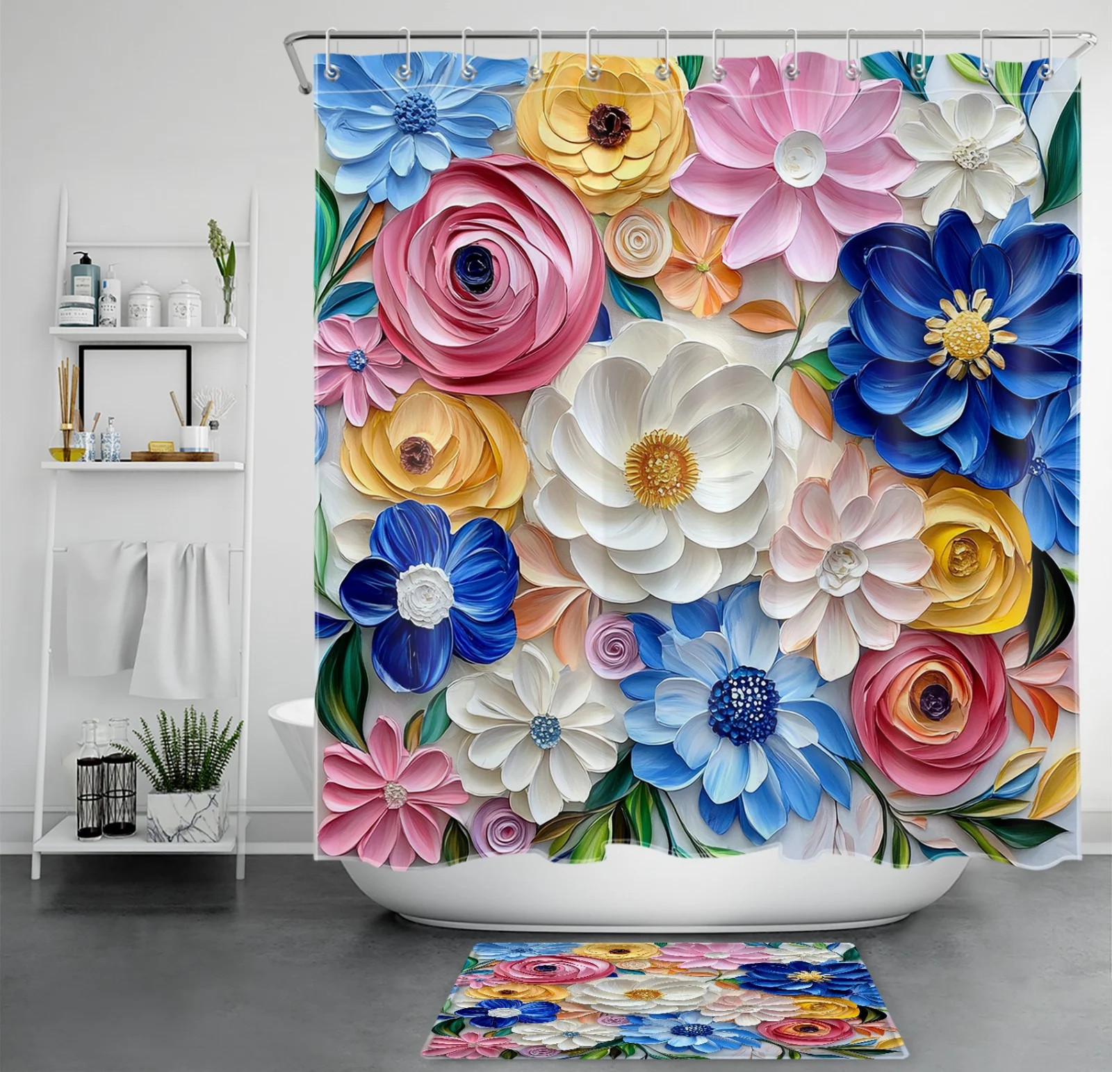 Colorful Botanical Watercolor Wildflower Shower Curtain