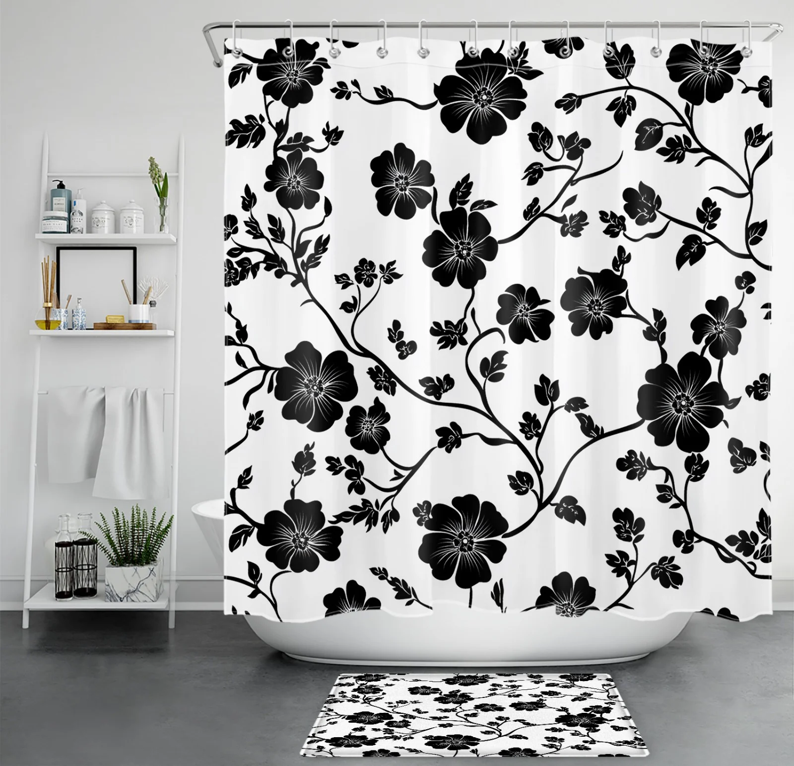 Colorful Botanical Watercolor Wildflower Shower Curtain