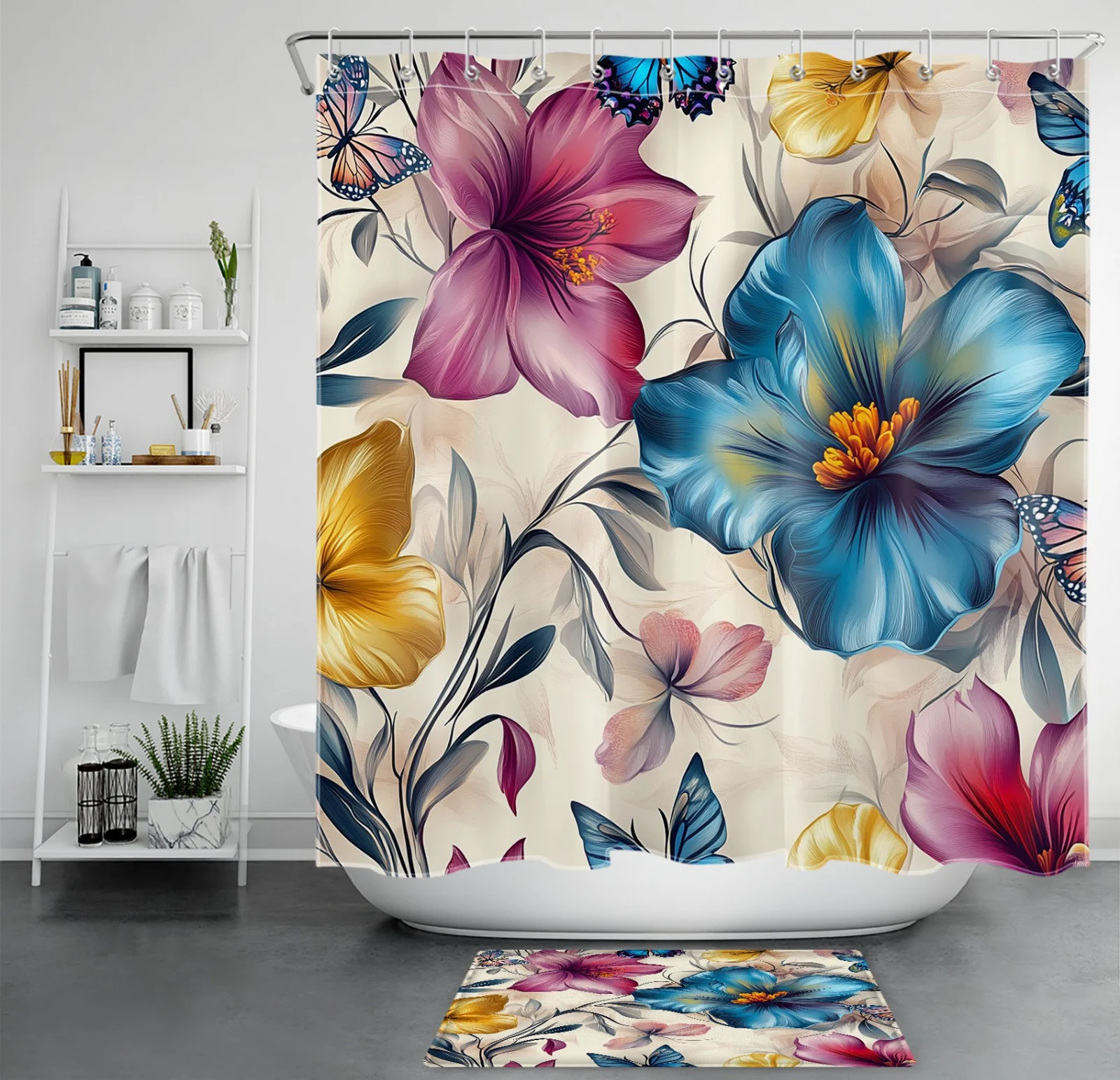 Colorful Garden Bloom Botanical Shower Curtain
