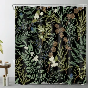 Plant White Flower Green Leaf Eucalyptus Shower Curtain