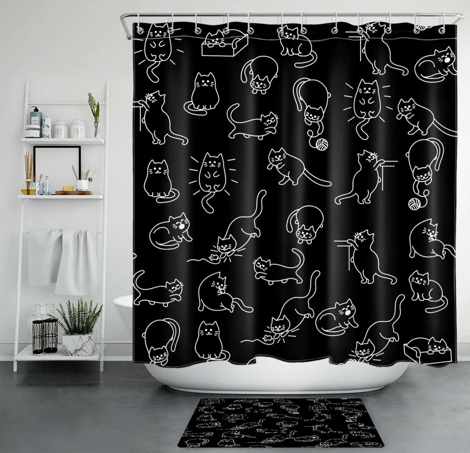 Botanical Night Starry Pink Moon Phase Shower Curtain Botanical Night Starry Pink Moon Phase Shower Curtain