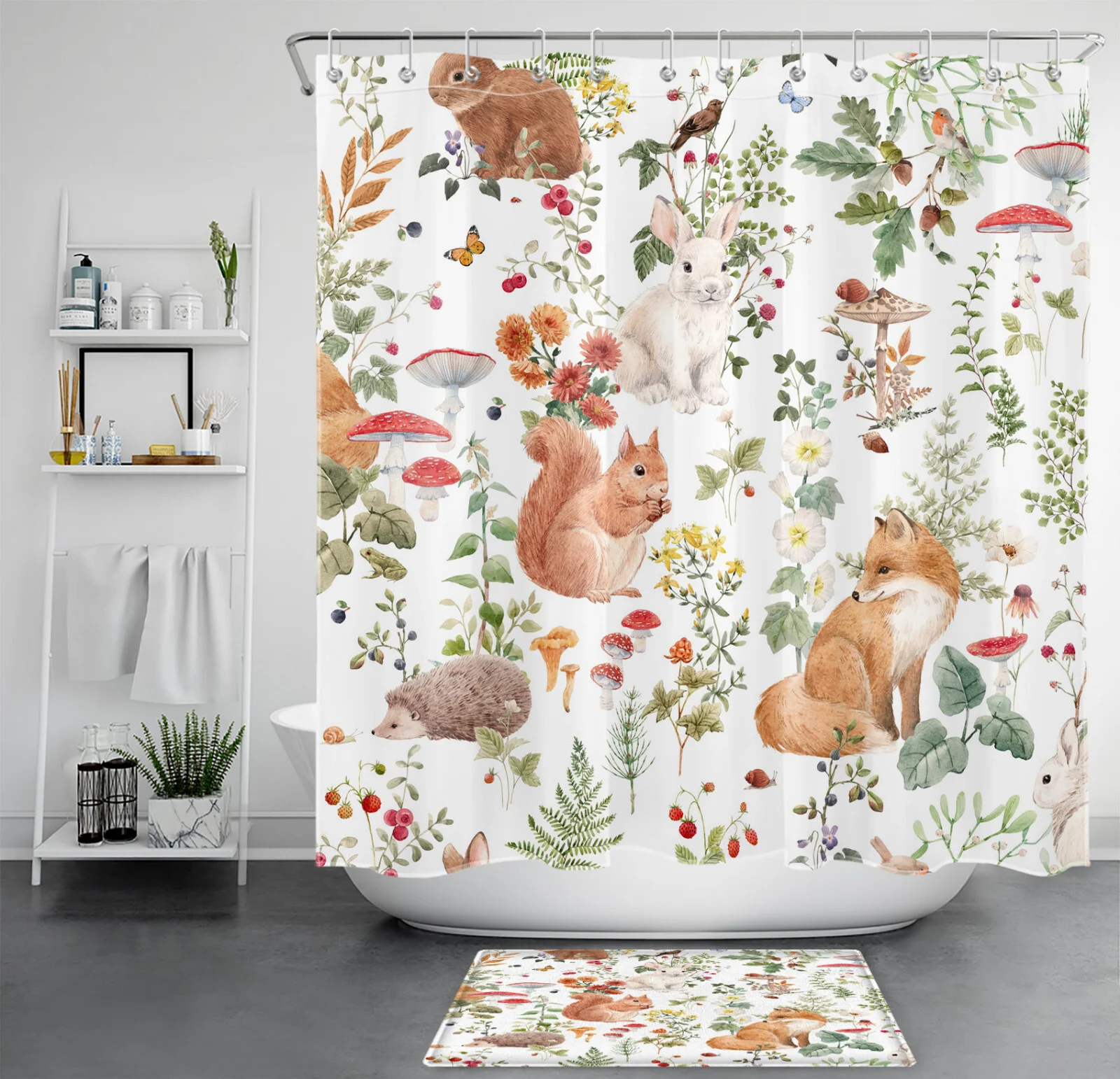 Starry Colorful Wildflower Funny Black Cat Shower Curtain