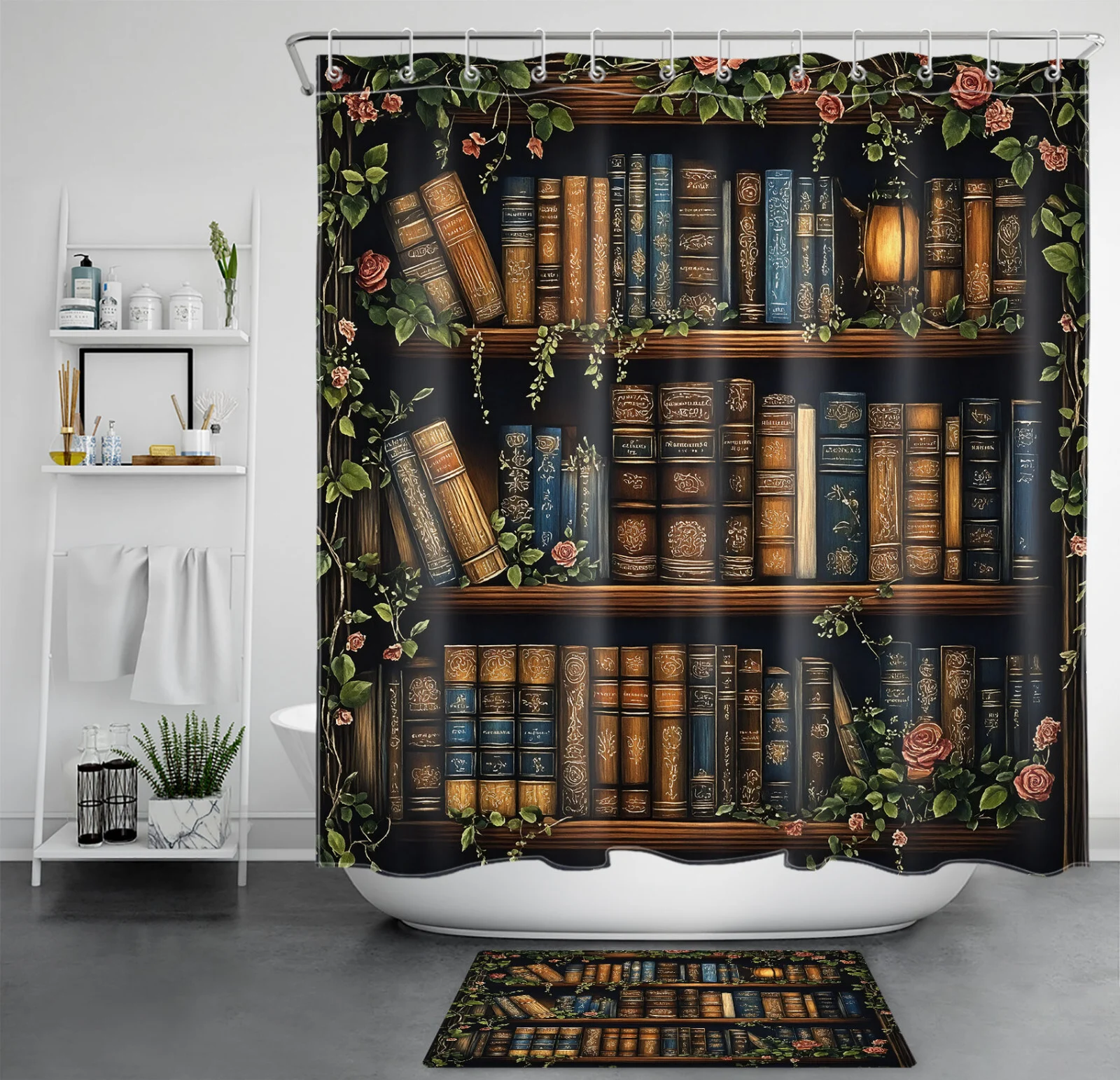 Retro Gold Textured Black and Gray Marble Shower Curtain