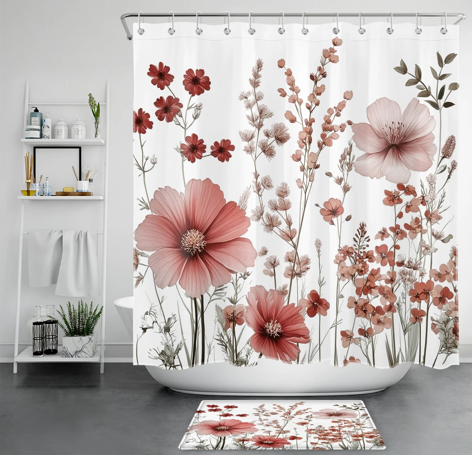 Orange Daisy Flower Spooky Halloween Ghost Shower Curtain