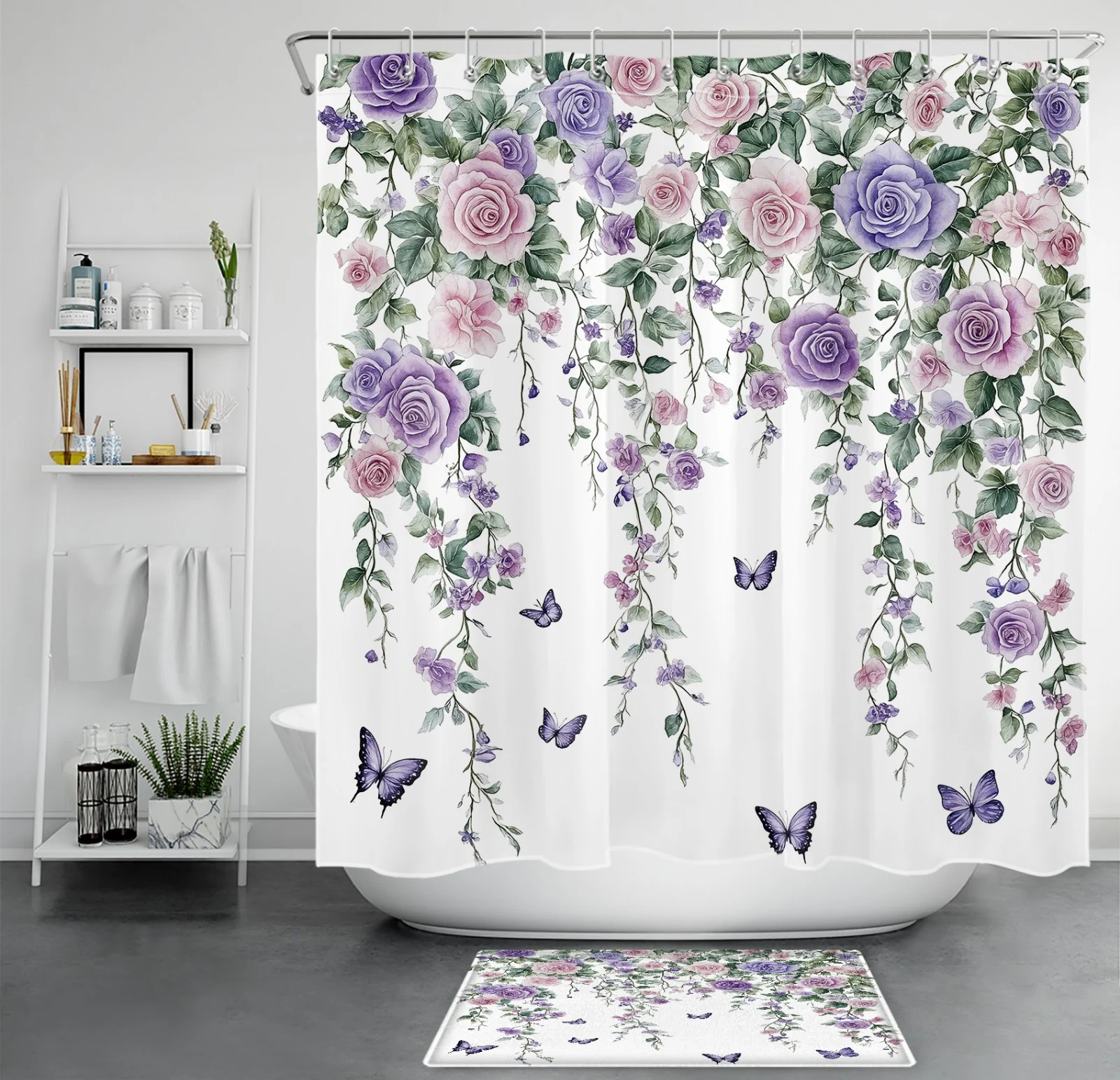 Winter Snowflake Snowman Pink Christmas Shower Curtain Winter Snowflake Snowman Pink Christmas Shower Curtain