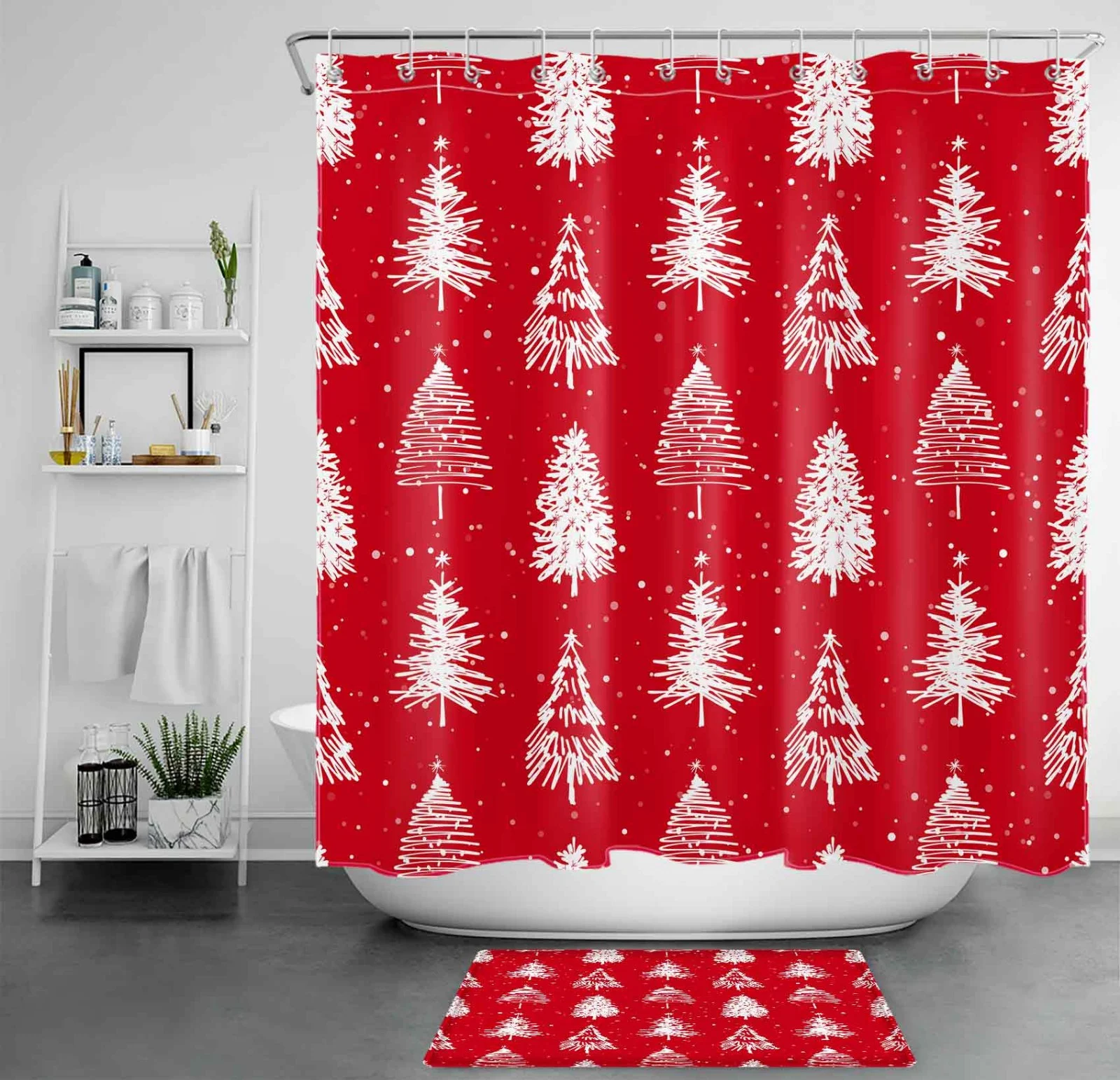 Black and Gold Sparkly Dots Christmas Shower Curtain