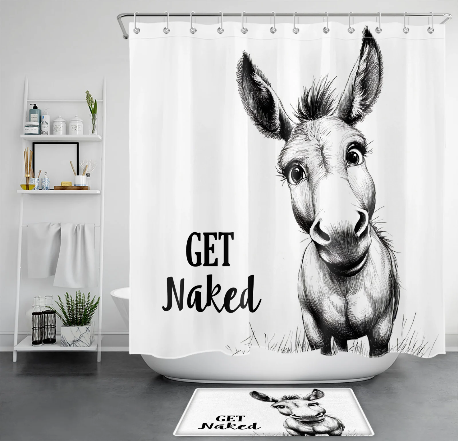 Botanical Green Leaf Patriotic 4th of July Shower Curtain