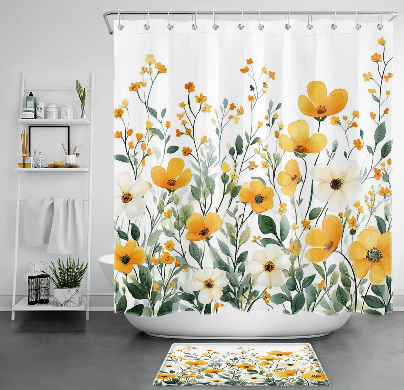 Abstract Geometric Pink and White Striped Shower Curtain