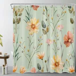 Plant Sage Green Eucalyptus Leaf Pink Rose Shower Curtain Plant Sage Green Eucalyptus Leaf Pink Rose Shower Curtain