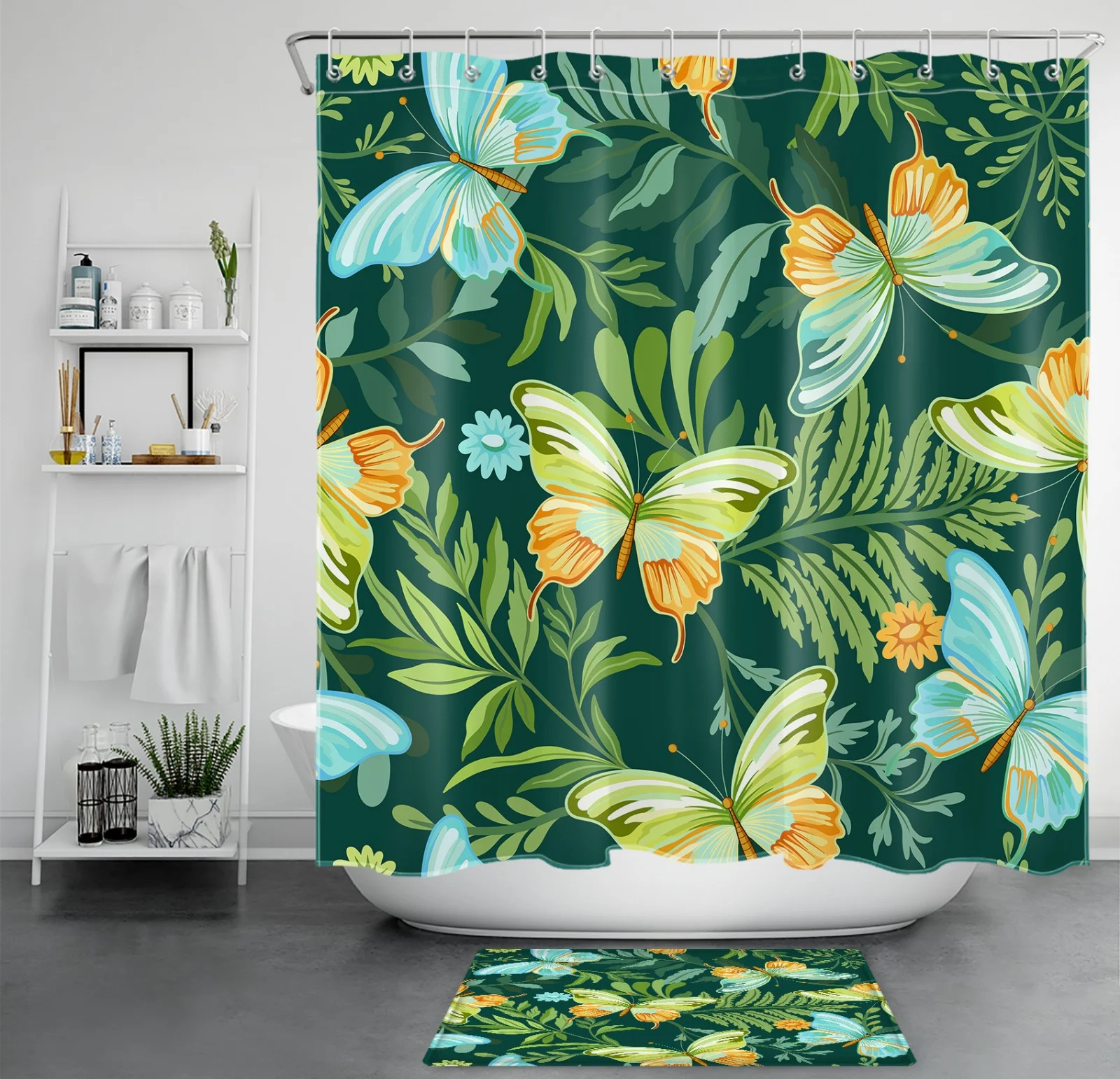 Purple Butterfly Watercolor Wildflower Shower Curtain Purple Butterfly Watercolor Wildflower Shower Curtain